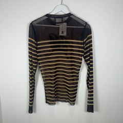 Jean Paul Gaultier Logo Striped Mesh Longsleeve Size L