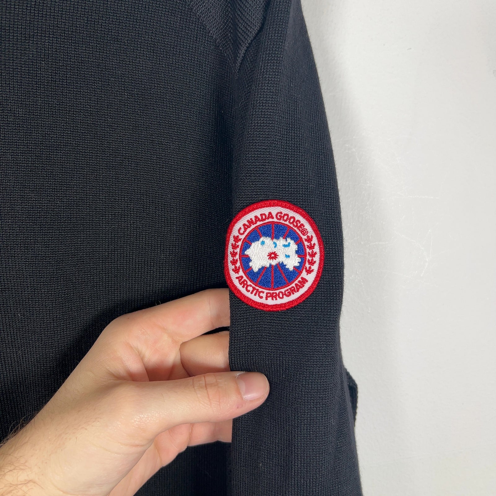 Canada Goose Merino Wool Knit Patch Striped Hoodie