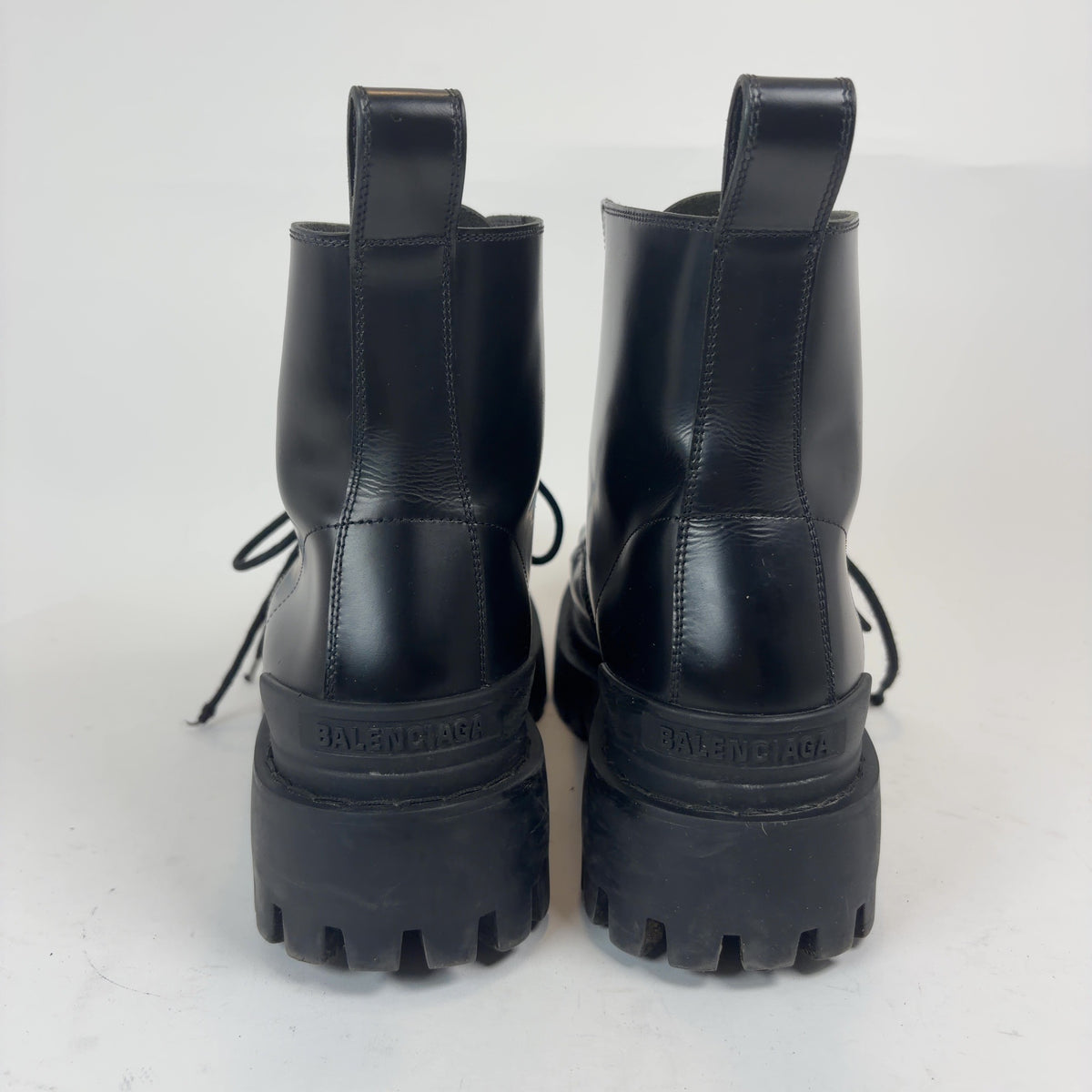 Balenciaga Black Leather Strike Boots