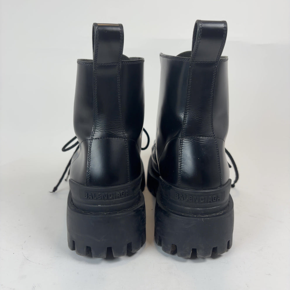 Balenciaga Black Leather Strike Boots