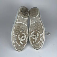 Chanel CC Triple White Hightop Sneakers
