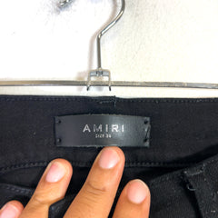 Amiri MX1 Black Leather Patch Jeans