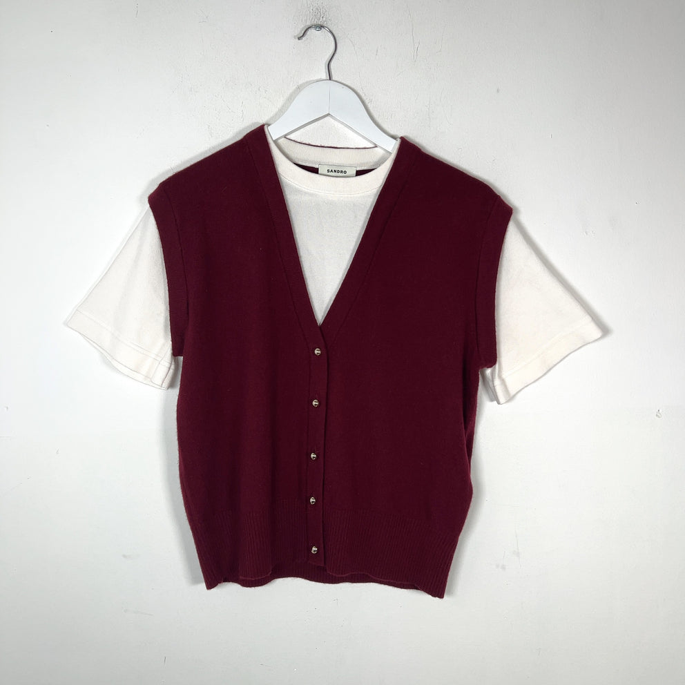Sandro Knitted Button-Up T-Shirt