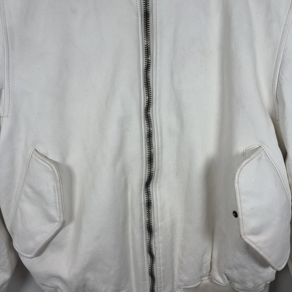 Raf Simons SS23 White Leather Bomber Jacket