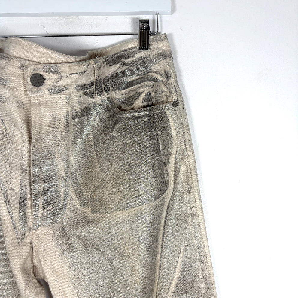 Palm Angels Silver Coated Denim Jeans