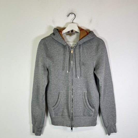 Burberry Grey Nova Check Fleece Zip-Up Hoodie