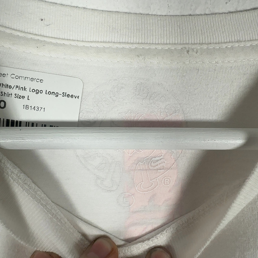 Chrome Hearts White/Pink Logo Long-Sleeve Shirt Size L
