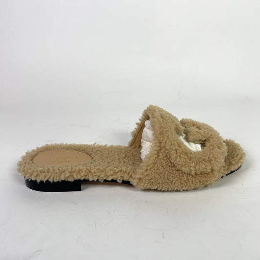 Gucci Interlocking GG Shearling Sandals