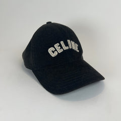Celine Corduroy Studded Logo Hat