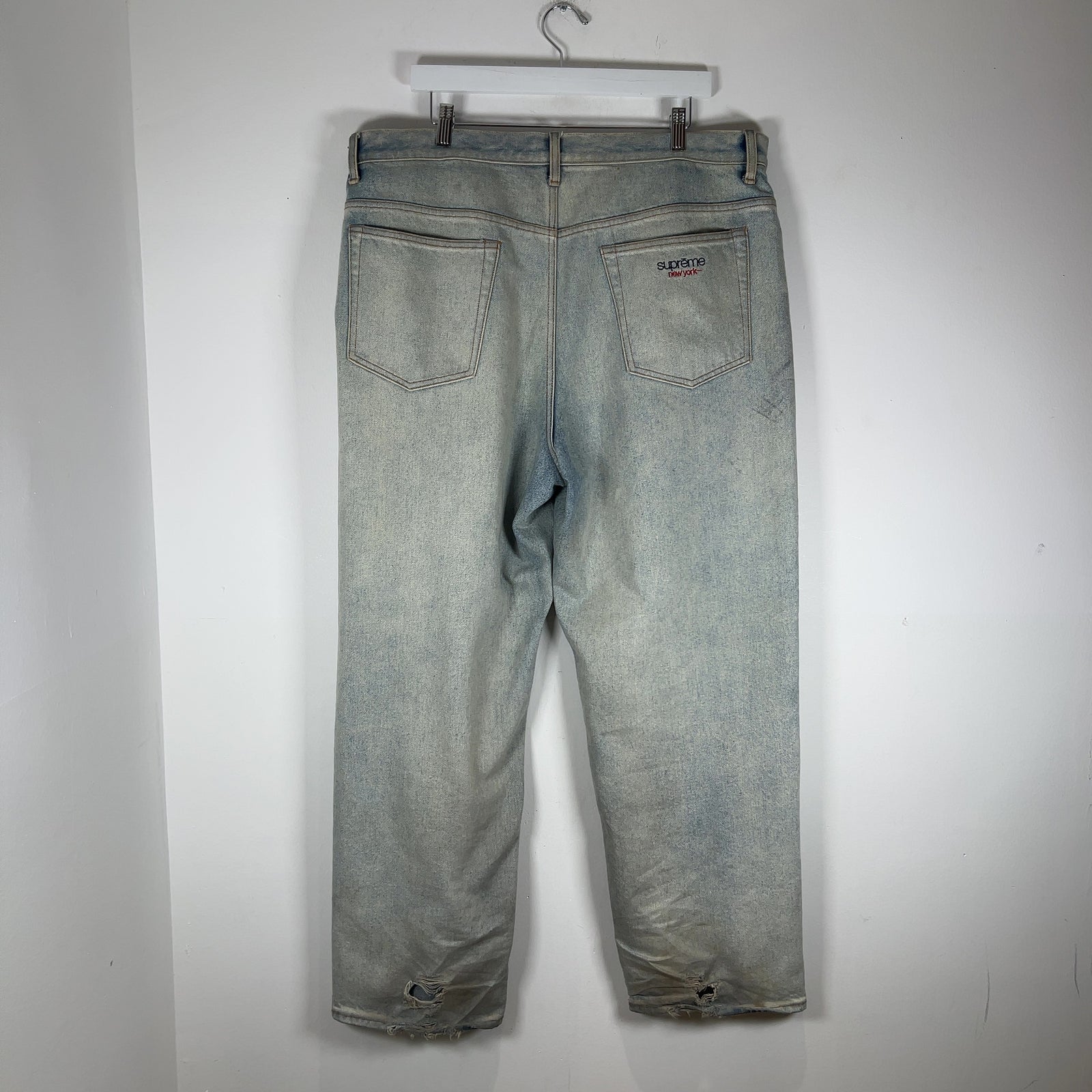 Supreme Embroidered 'New York' Denim Baggy Jeans