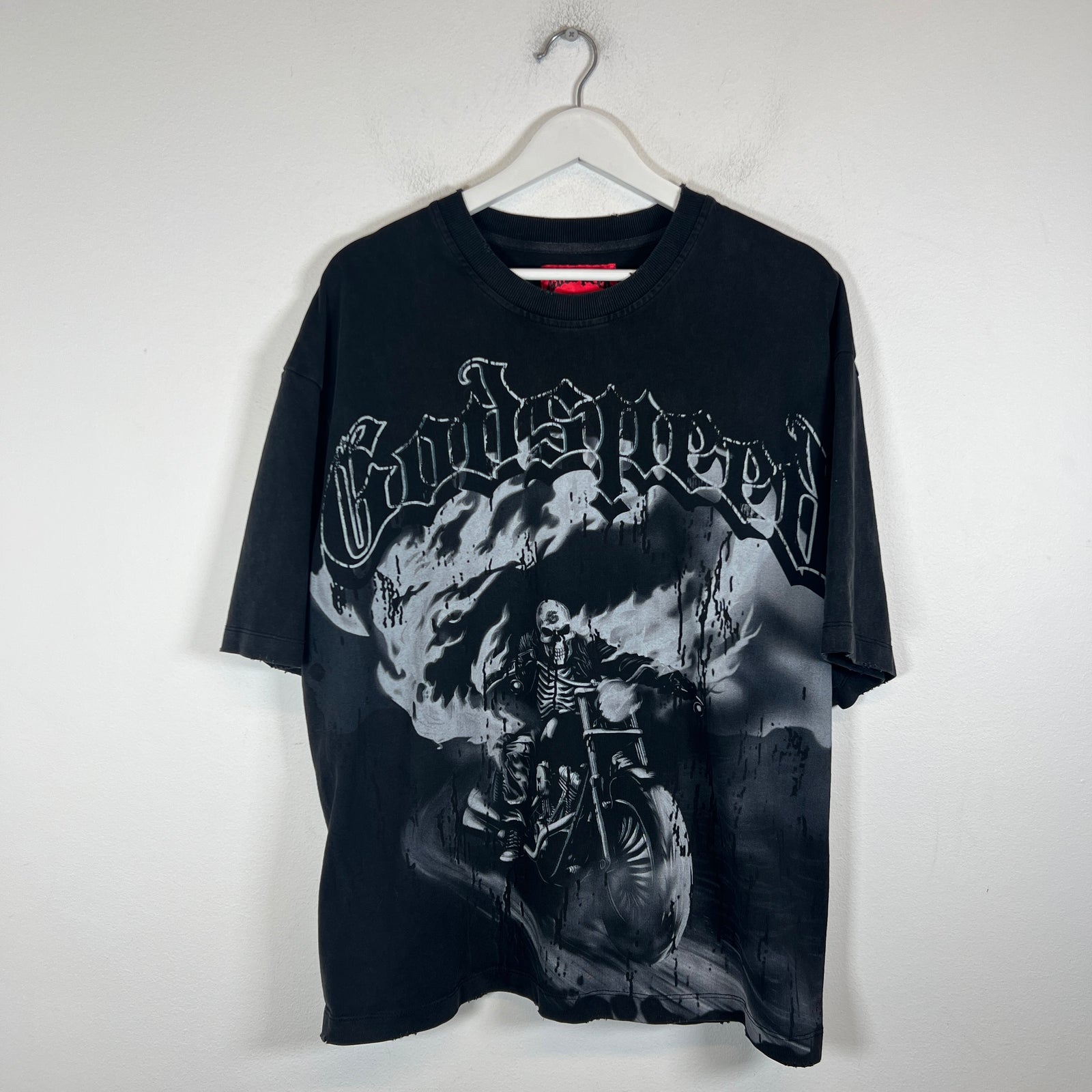 Godspeed Black Skeleton Motorcycle T-Shirt Size L