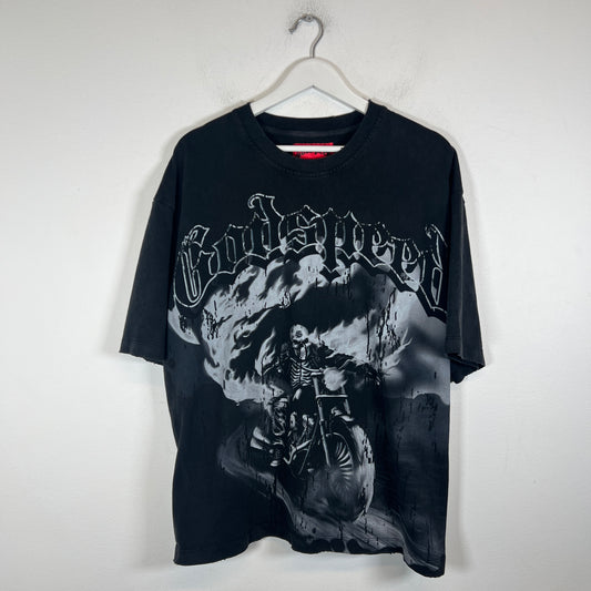 Godspeed Black Skeleton Motorcycle T-Shirt Size L