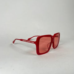 Gucci Red 'I Love You' Square Sunglasses
