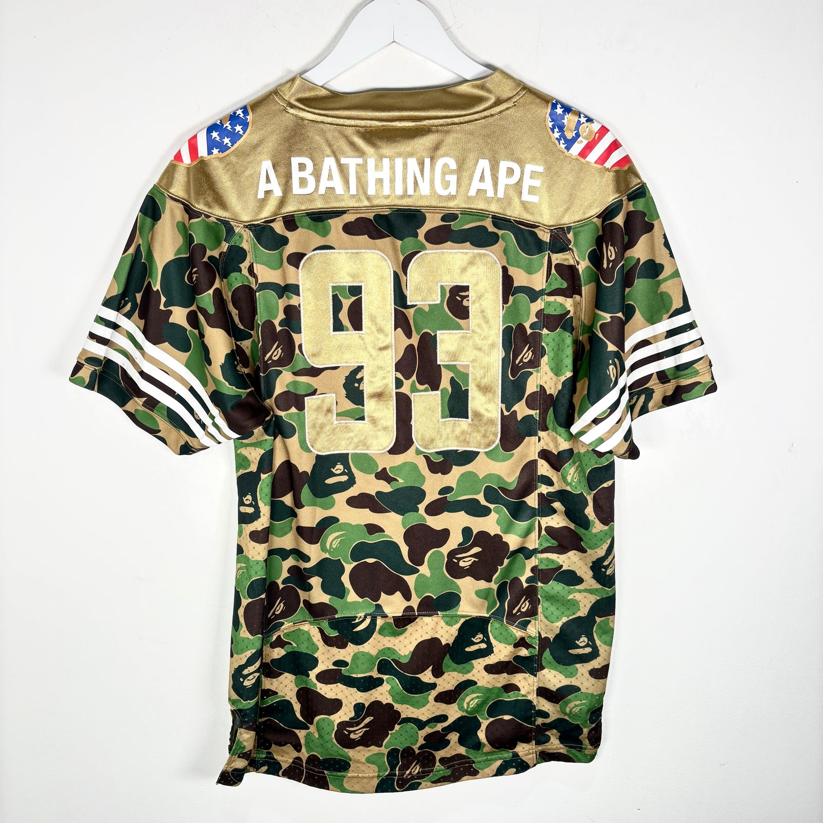 Bape Camo/Gold '93' Football Jersey Size M