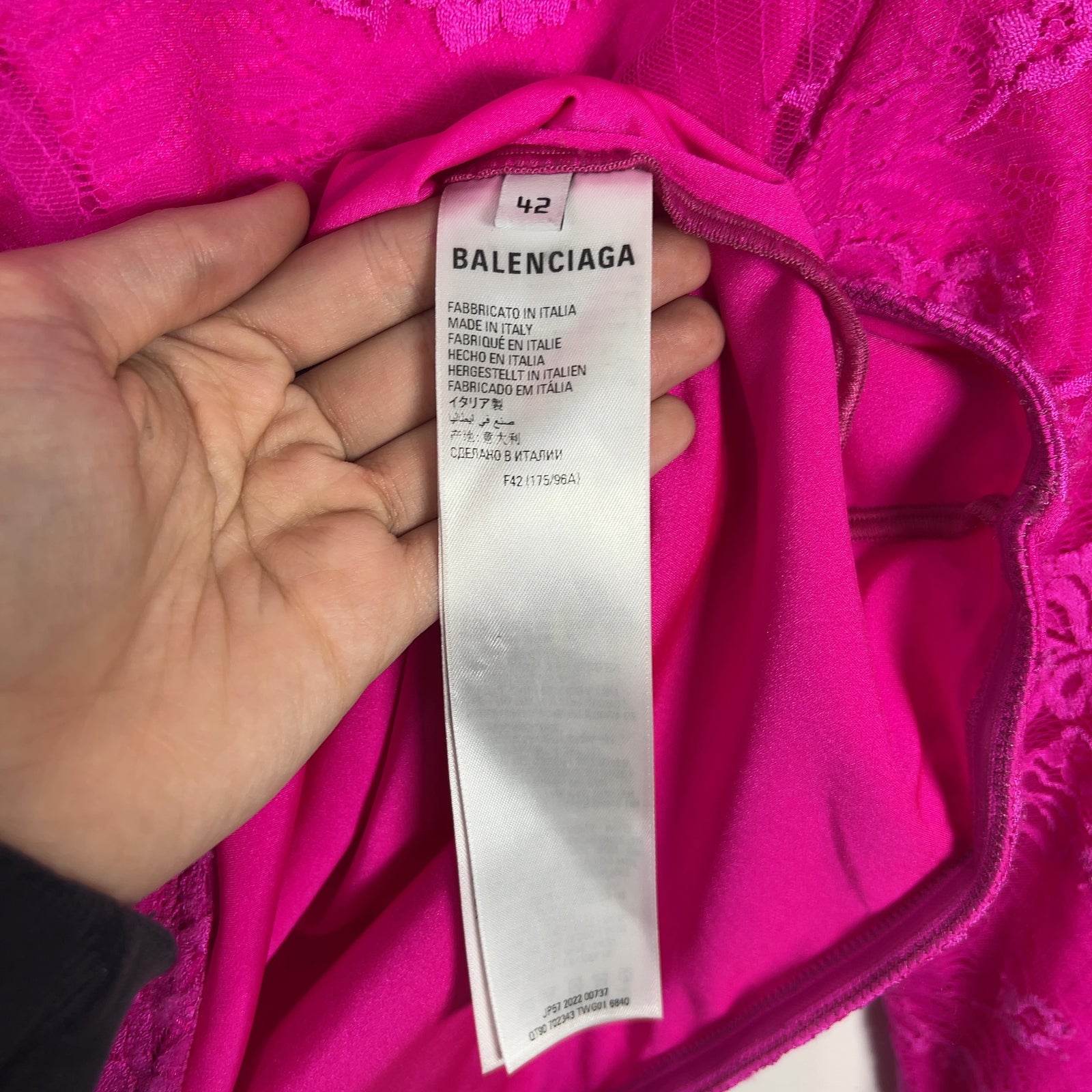 Balenciaga Pink Mesh Gloved Mock Neck Top Size XS