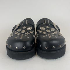 Toga Virilis Black Eyelet Metal Sabot Slip-on Loafers