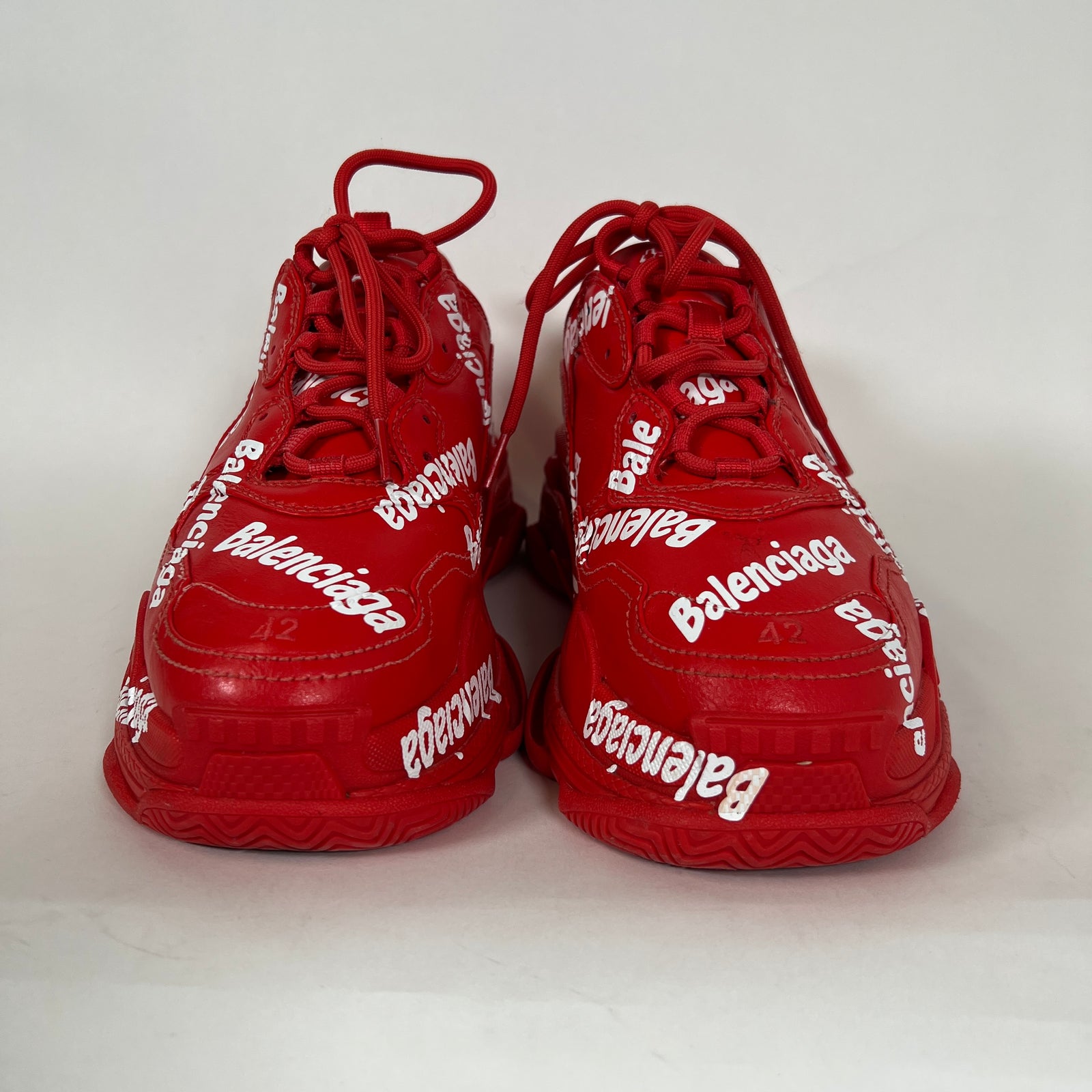 Balenciaga Triple S Red All Over Logo Size 42