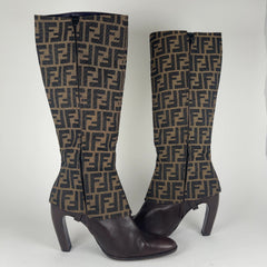 Fendi Logo Monogram Canvas Boots