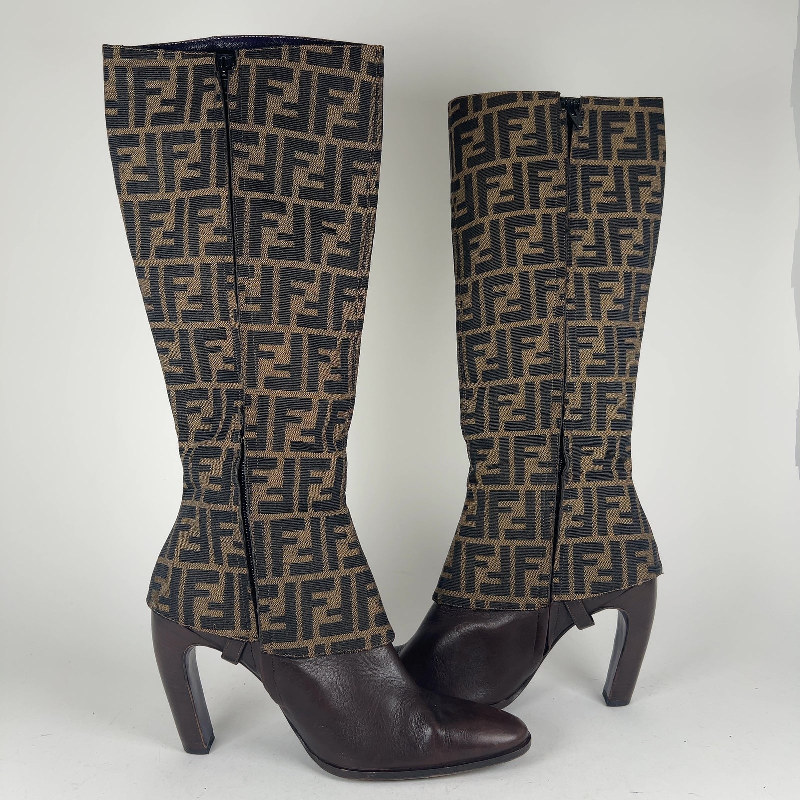 Fendi Logo Monogram Canvas Boots