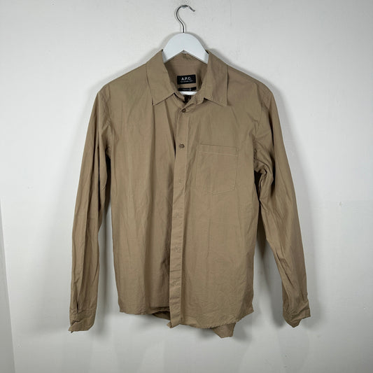 A.P.C. Nylon Khaki Button-Up Shirt Size S