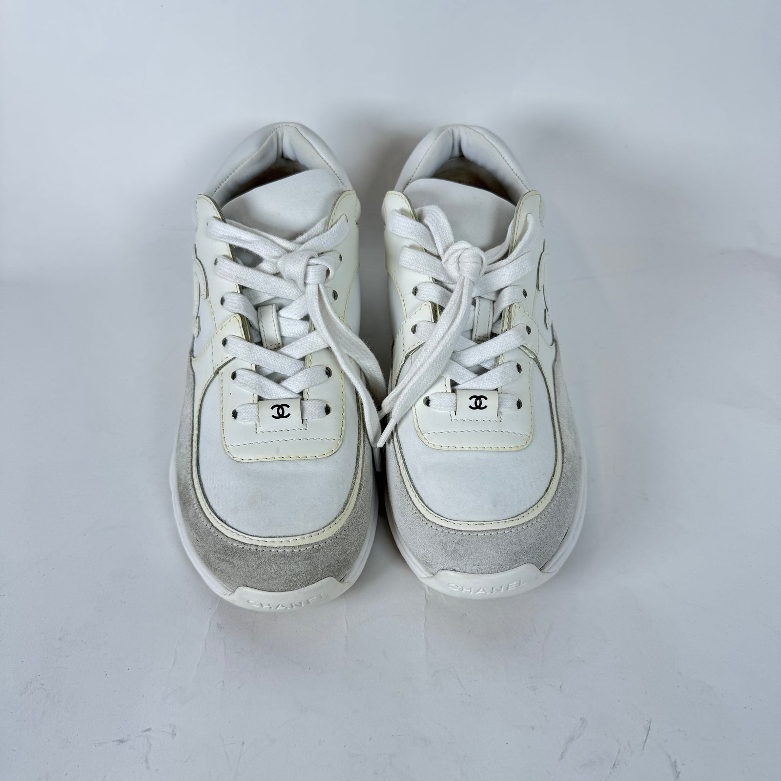 Chanel White Suede Calfskin Runner Size 37