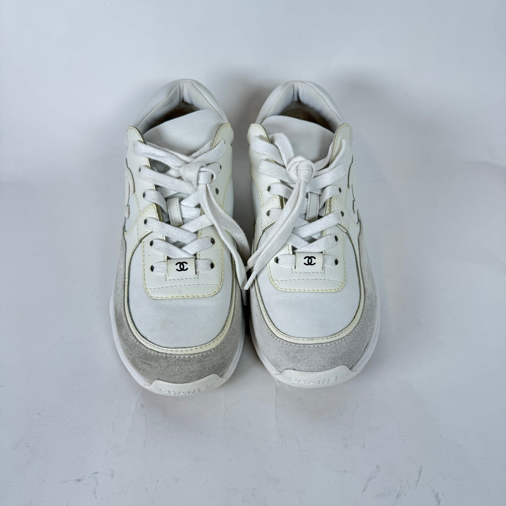 Chanel White Suede Calfskin Runner Size 37