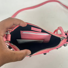 Balenciaga Pink Embossed Croc Le Cagole Mini