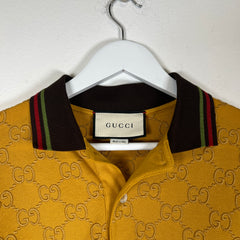 Gucci Yellow Embroidered GG Polo Size L