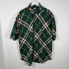 Burberry Green Plaid Button-Up T-Shirt Size XXL