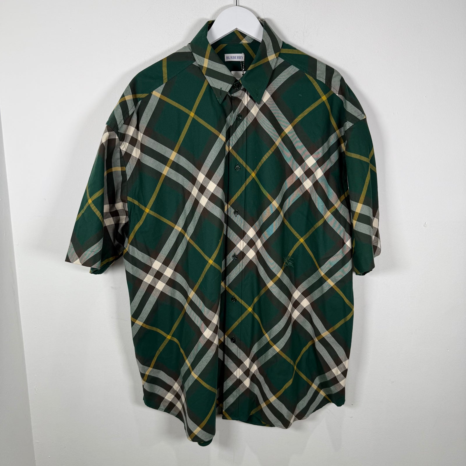 Burberry Green Plaid Button-Up T-Shirt Size XXL