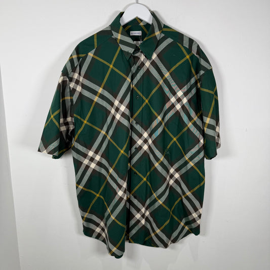 Burberry Green Plaid Button-Up T-Shirt Size XXL