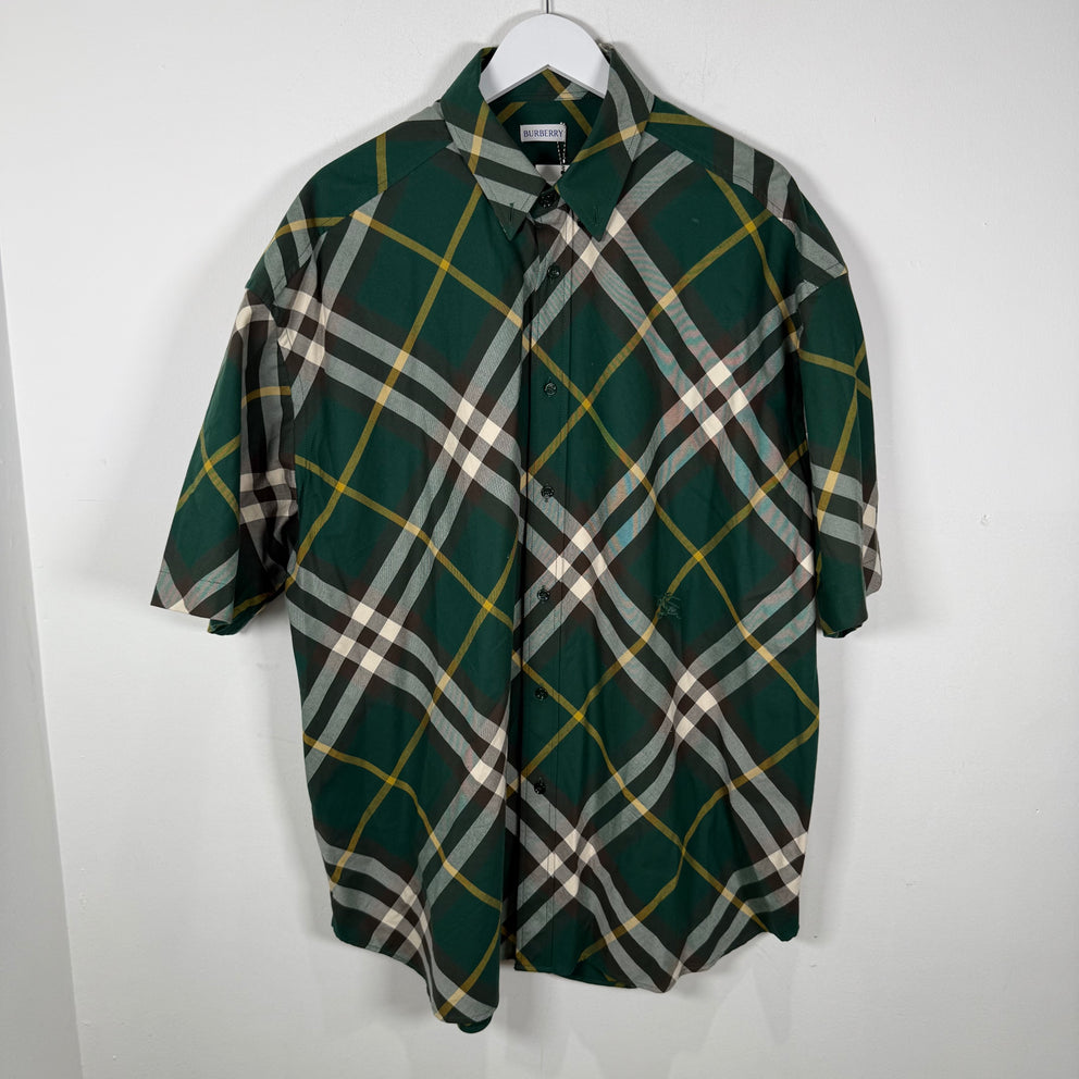 Burberry Green Plaid Button-Up T-Shirt Size XXL