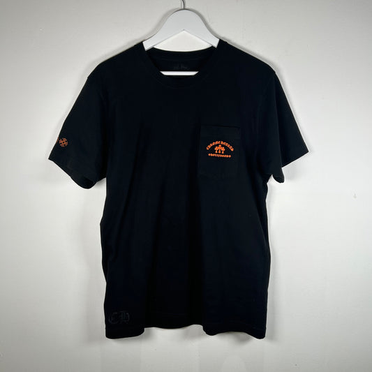 Chrome Hearts Black Orange Cemetery Logo T-Shirt Size Large