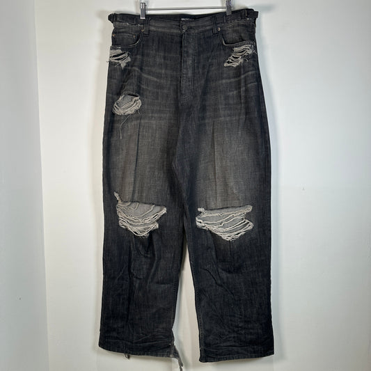 Balenciaga Grey Destroyed Baggy Denim Size M