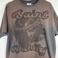 Saint Vanity Grey Wash Jesus Logo T-Shirt Size S