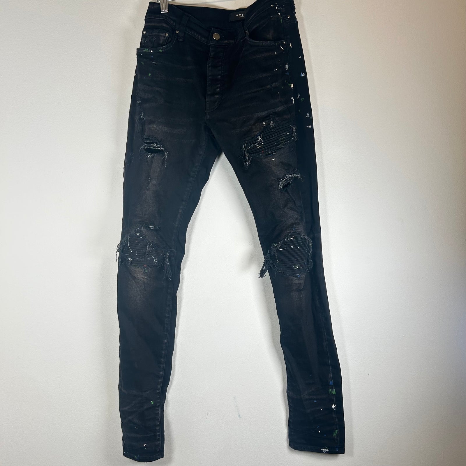 Amiri Black Paint Splatter Mx1 Jeans Size 30