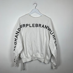 Purple Logo White Crewneck Size M