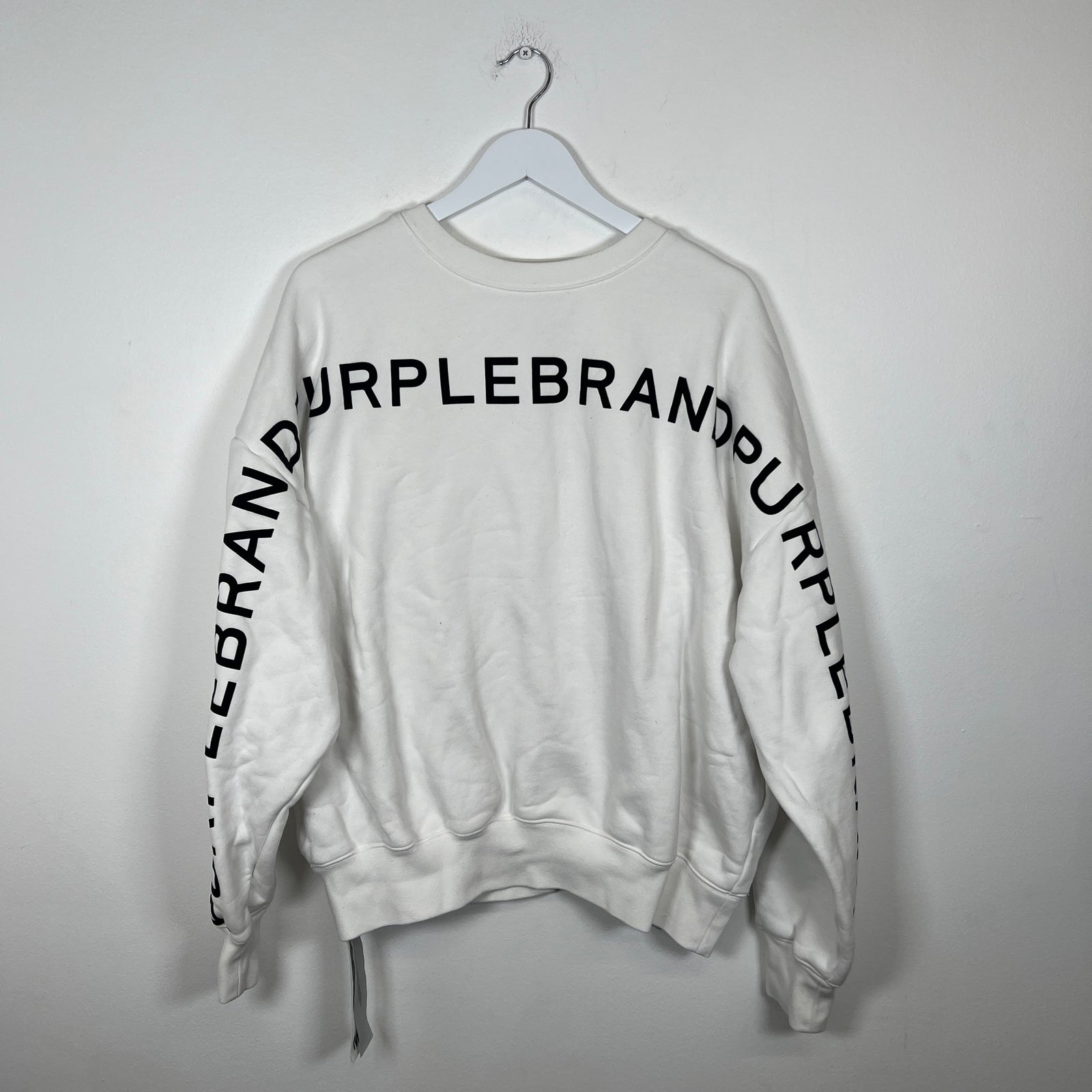 Purple Logo White Crewneck Size M
