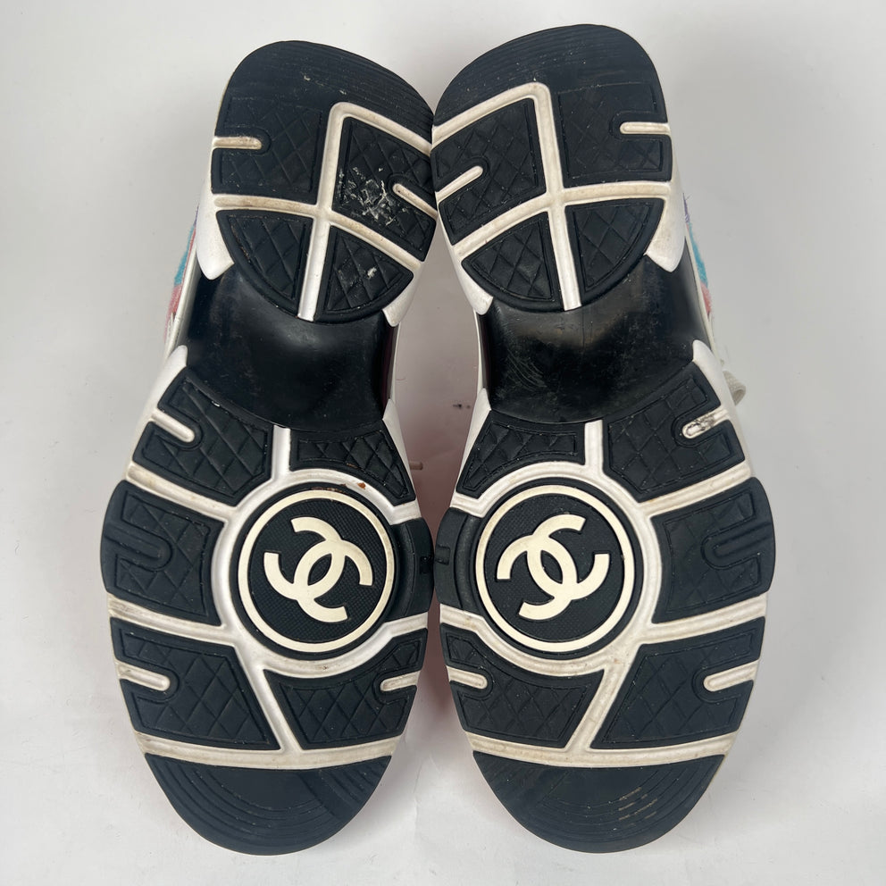 Chanel Multicolor Interlocking CC Suede Runner Size 39