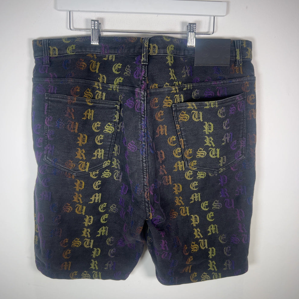 Supreme Gradient Old English Logo Denim Shorts