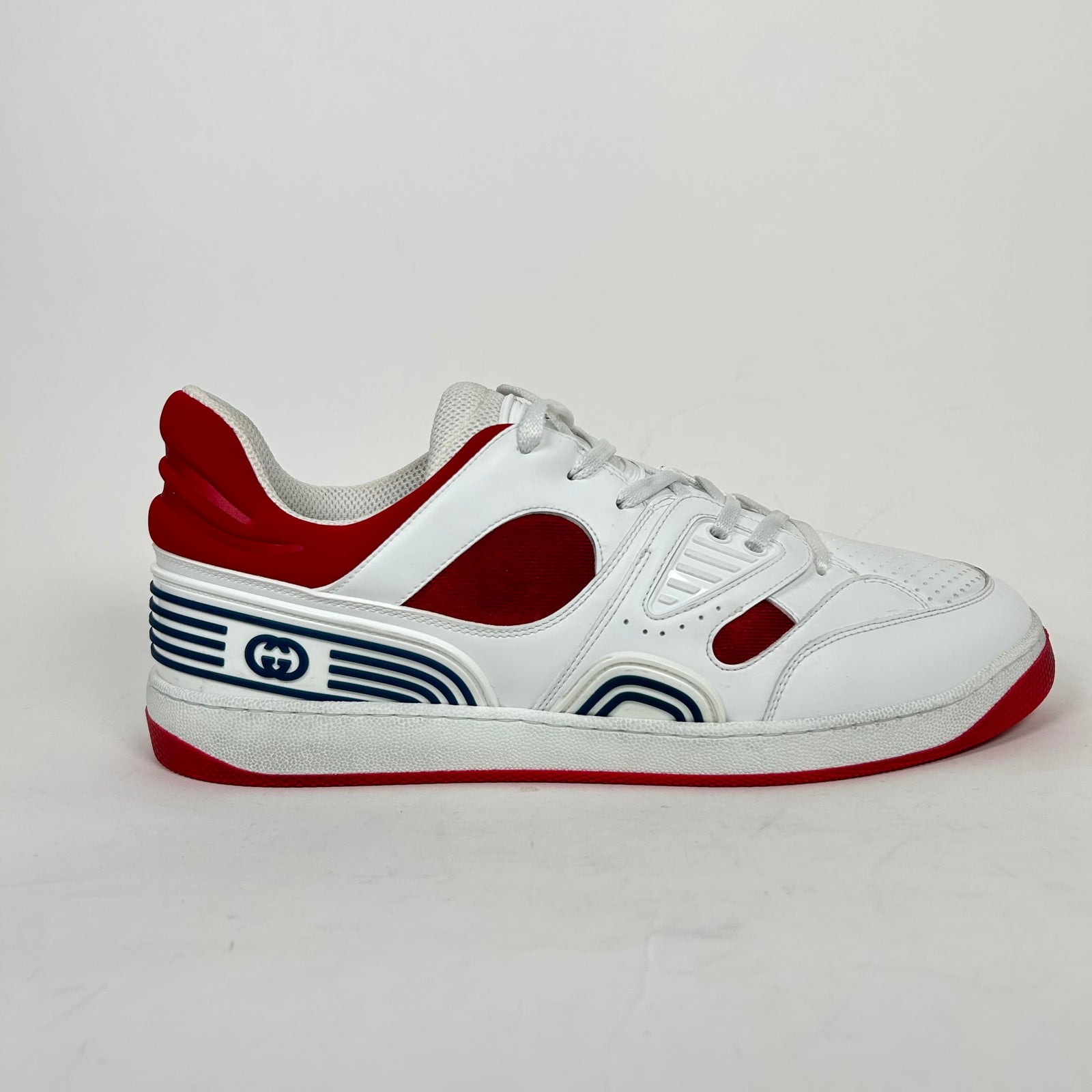 Gucci White/Red Basket Low Sneakers Size 13