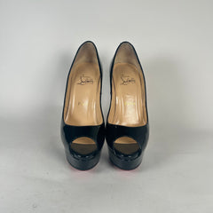 Christian Louboutin Lady Peep 150 Black Platform Heels Size 37