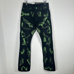 Endless Black/Neon Green Embroidered Denim Jeans Size 32