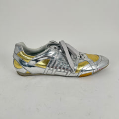 Dolce Gabbana Silver/Gold Cleat Style Low Top Sneaker Size 44