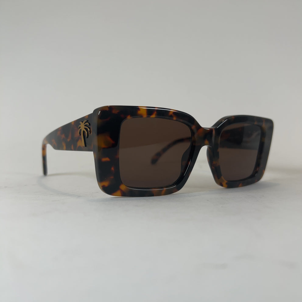 Palm Angels Large Square Tortoise Shell Frame Sunglasses