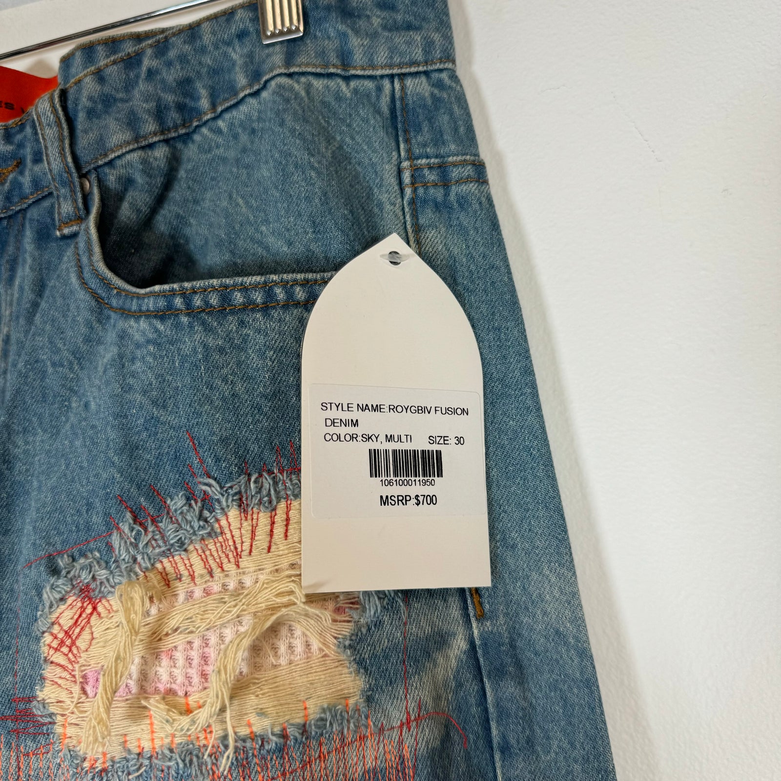 Who Decides War ROYGBIV Fusion Embroidered Denim Jeans Size 30