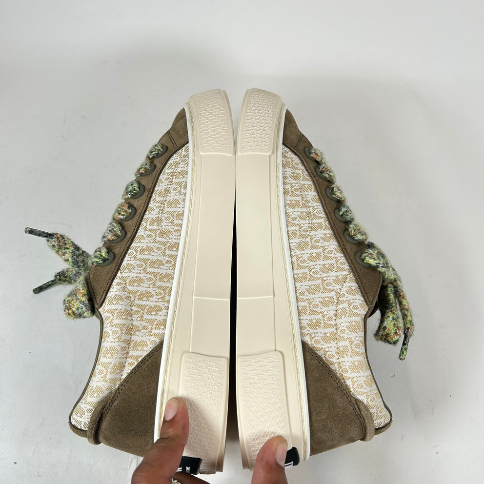 Dior B33 Green/Khaki Oblique Suede Sneaker Size 42