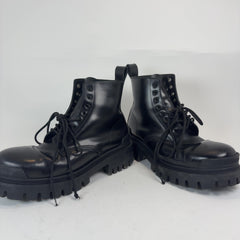 Balenciaga Black Leather Strike Boots