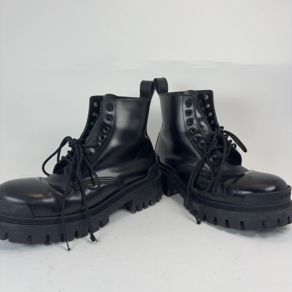 Balenciaga Black Leather Strike Boots