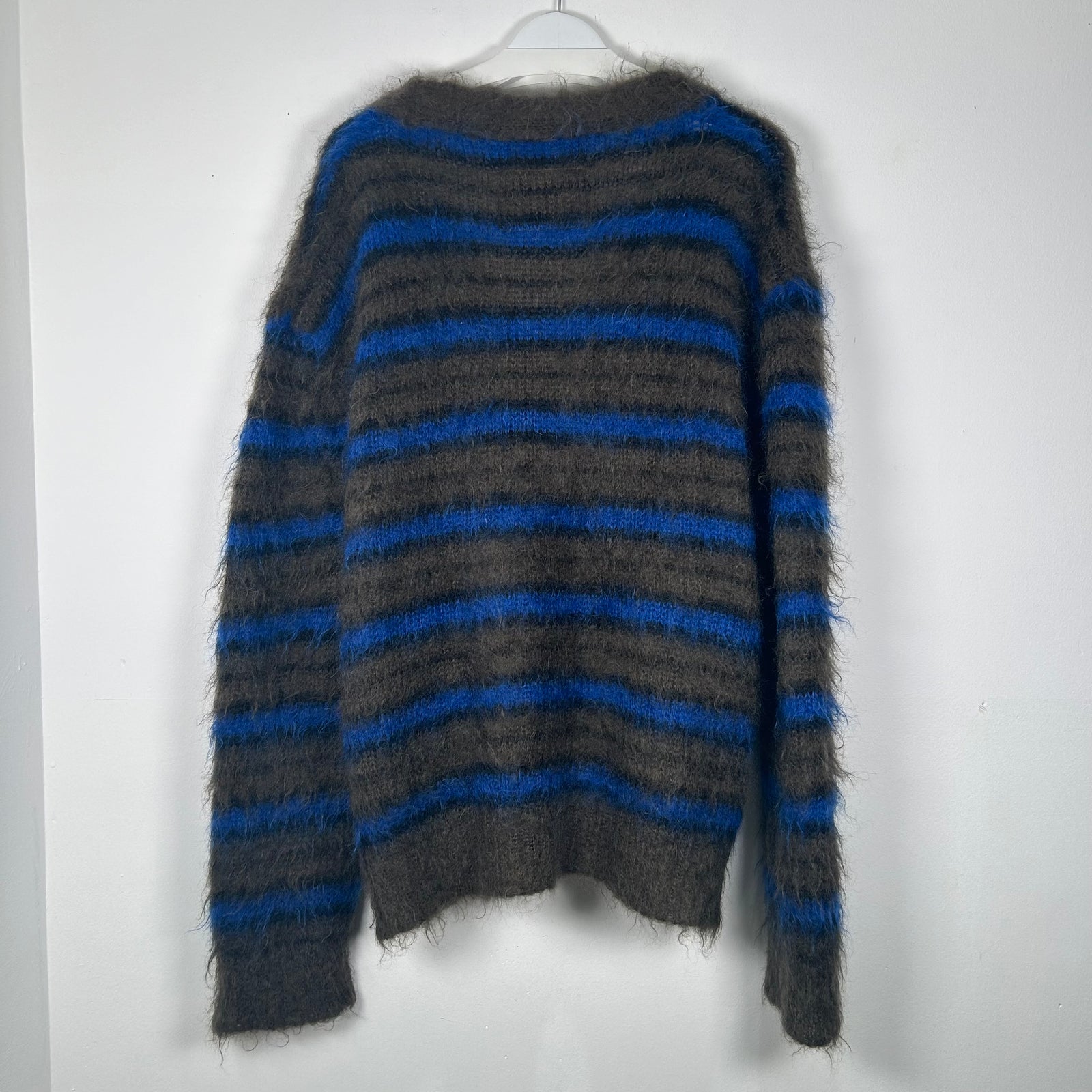 Marni Blue Grey Mohair Knit Cardigan Size L